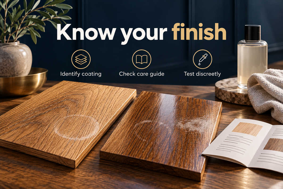 02_Oiled and coated timber samples with a cleaner compatibility check