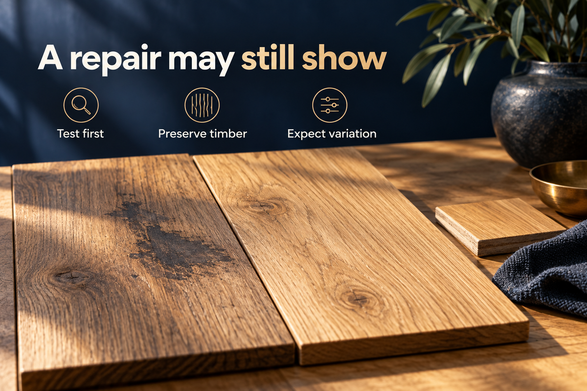 05_Repaired timber samples showing realistic colour matching limits