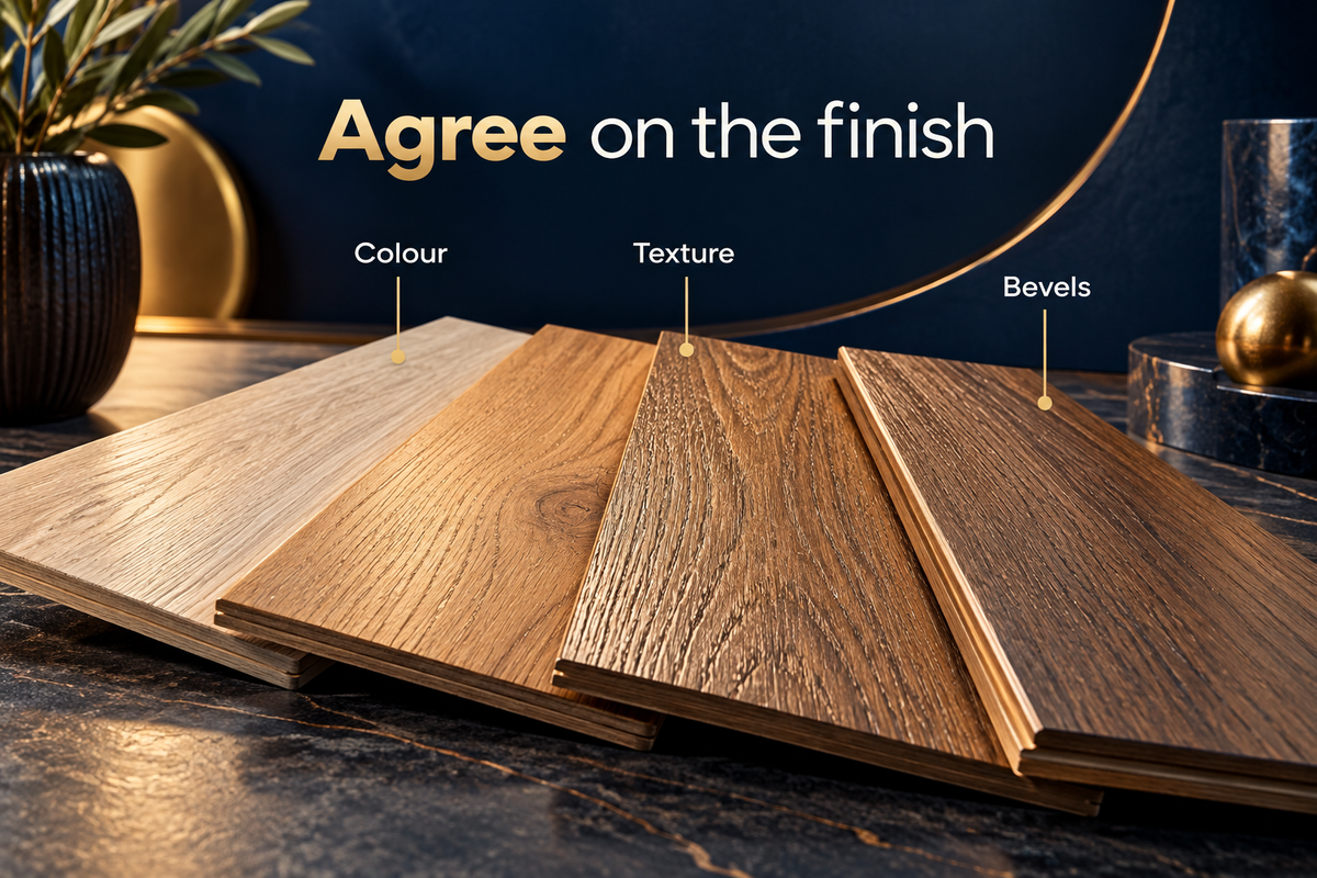 05_Smooth and brushed oak samples showing texture and colour differences