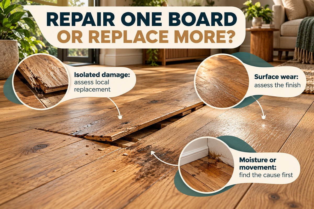 1 Choosing local floorboard replacement for isolated timber damage
