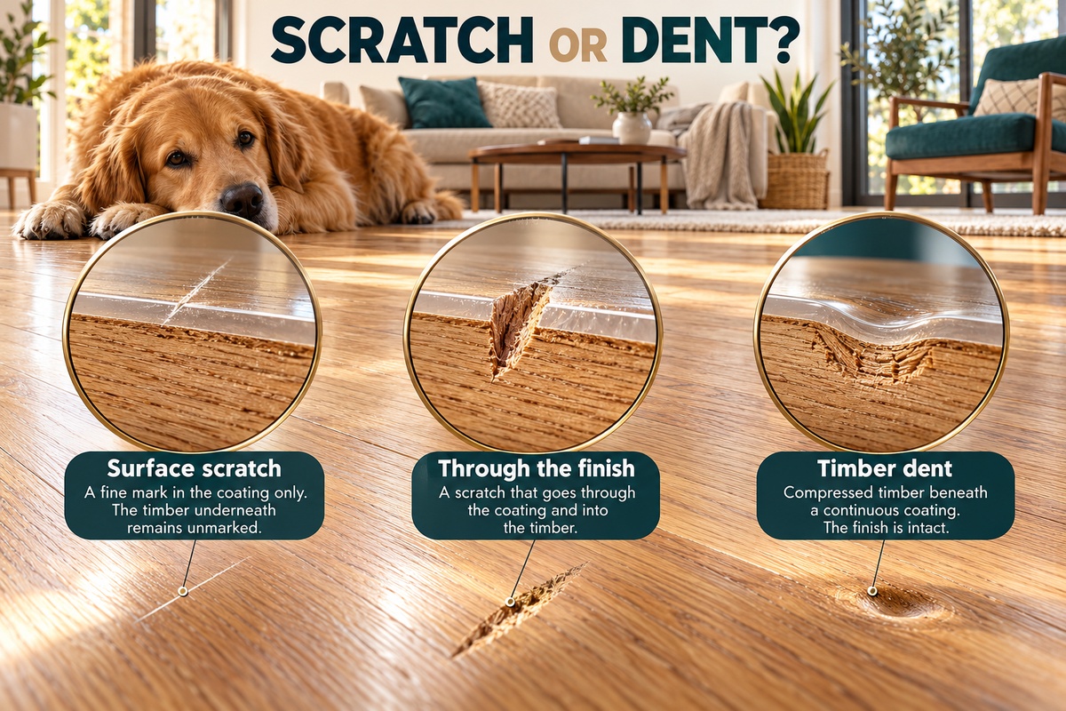 1 Surface scratches deep scratches and dents in timber flooring