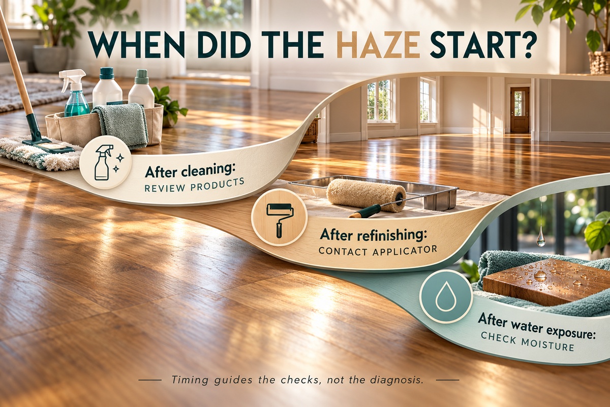 2 Checking when timber floor cloudiness first appeared