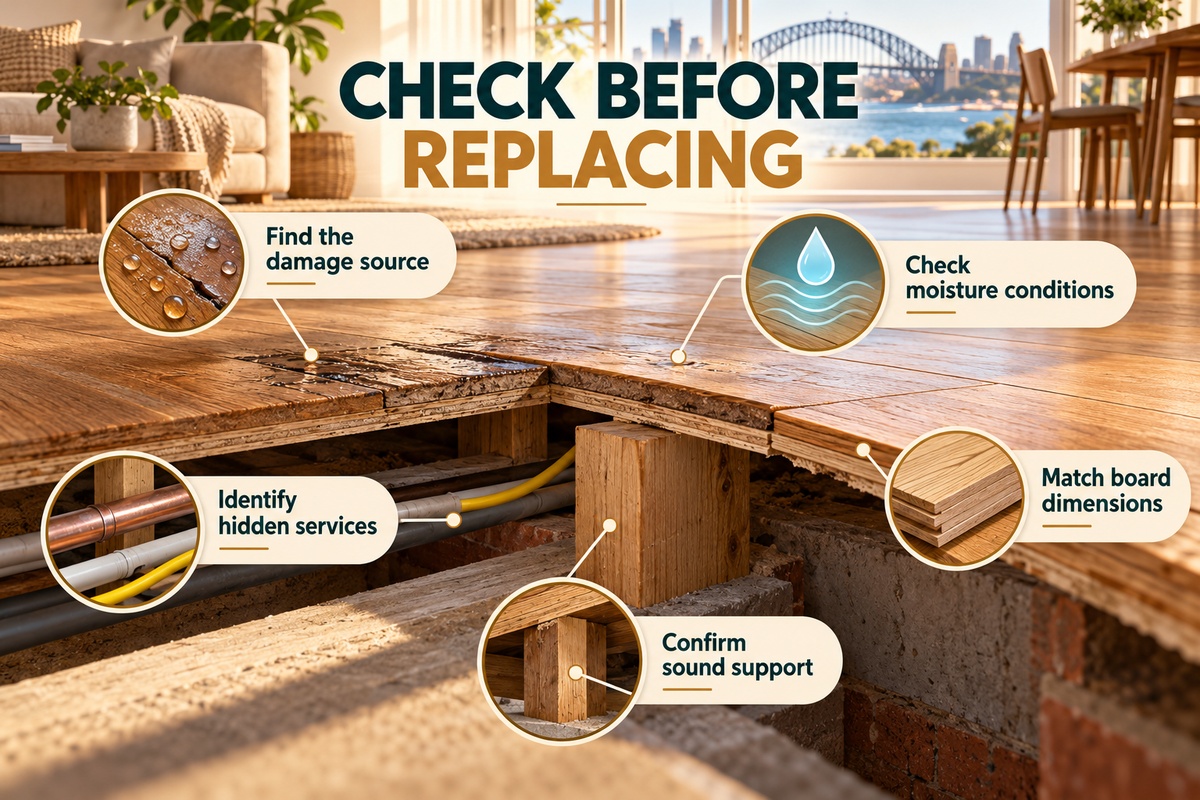 3 Checks before replacing a damaged timber floorboard
