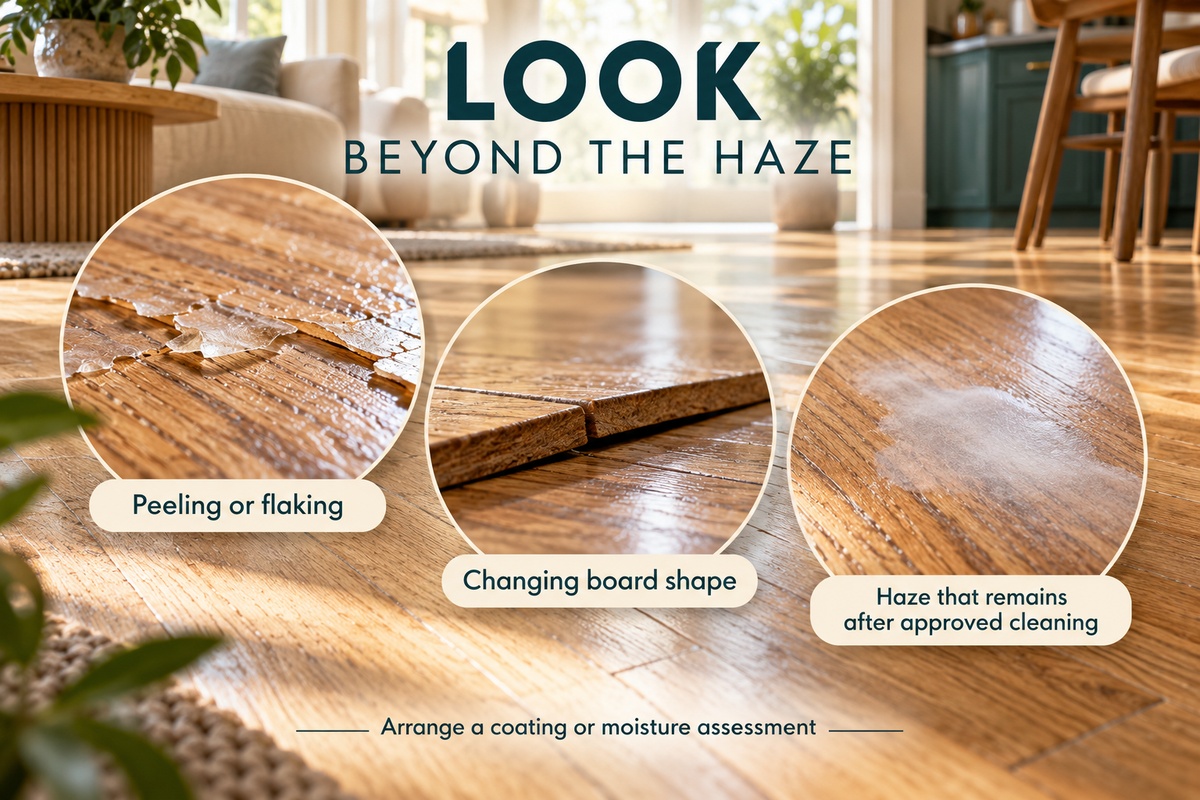 4 Peeling finish changing boards and persistent timber floor haze