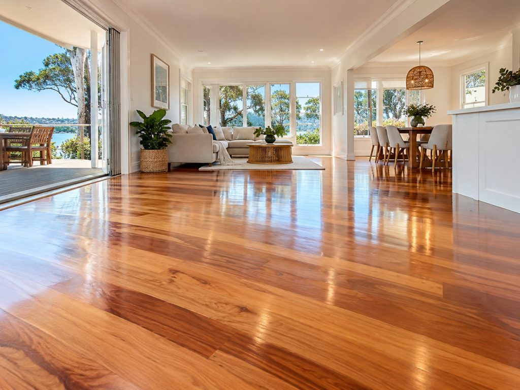 Restored and polished timber flooring in a Sydney home